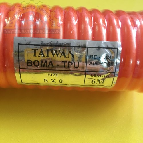 Dây hơi xoắn PU màu cam BOMA-TPU, đường kính 5 x 8mm, chiều dài 6m (Mã đặt hàng: 38757)